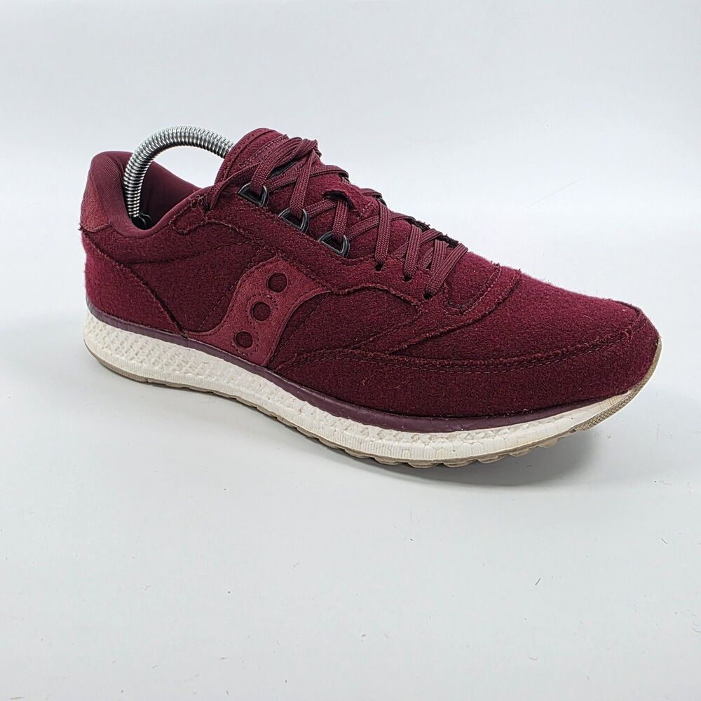 Saucony Freedom Runner Burgundy Suede Training Shoes Athleisure Sneaker Size 10